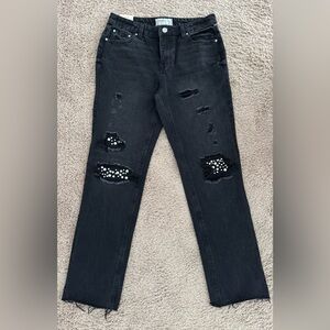 Elegant Black Women's Straight Leg Jeans